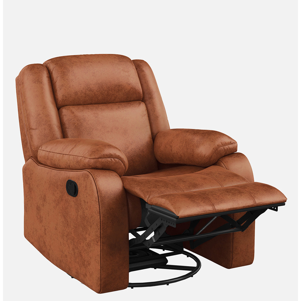 Avalon Rocking & Revolving Desert Orange Single Seater Suede Fabric Recliner