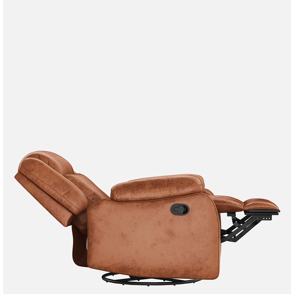 Avalon Rocking & Revolving Desert Orange Single Seater Suede Fabric Recliner