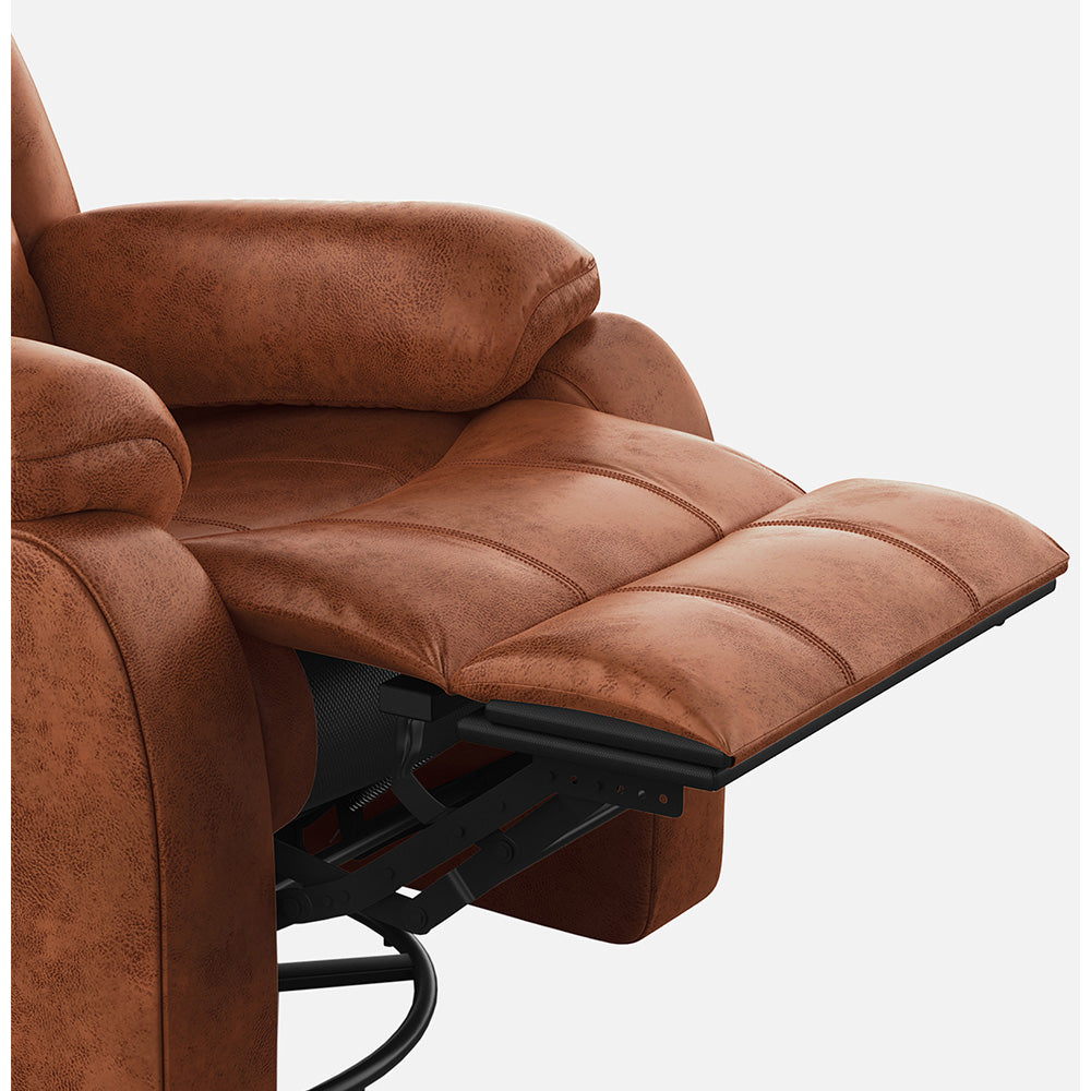 Avalon Rocking & Revolving Desert Orange Single Seater Suede Fabric Recliner