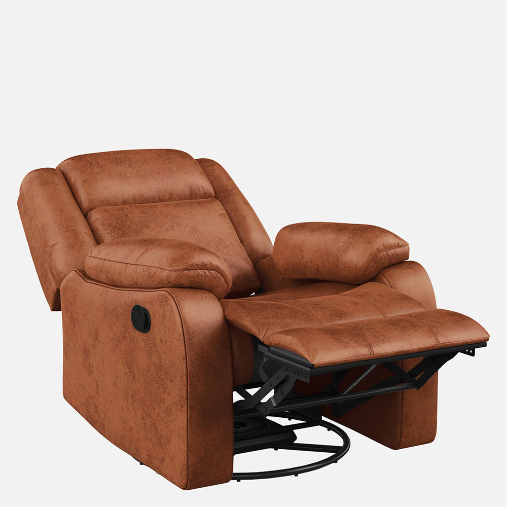 Avalon Rocking & Revolving Desert Orange Single Seater Suede Fabric Recliner