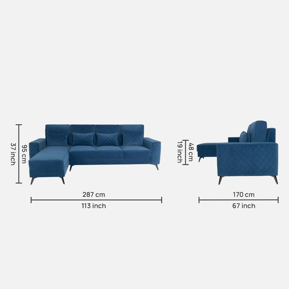 Eden Fabric Sofa | 3 seater | Sapphire Blue |  Duroflex Furniture