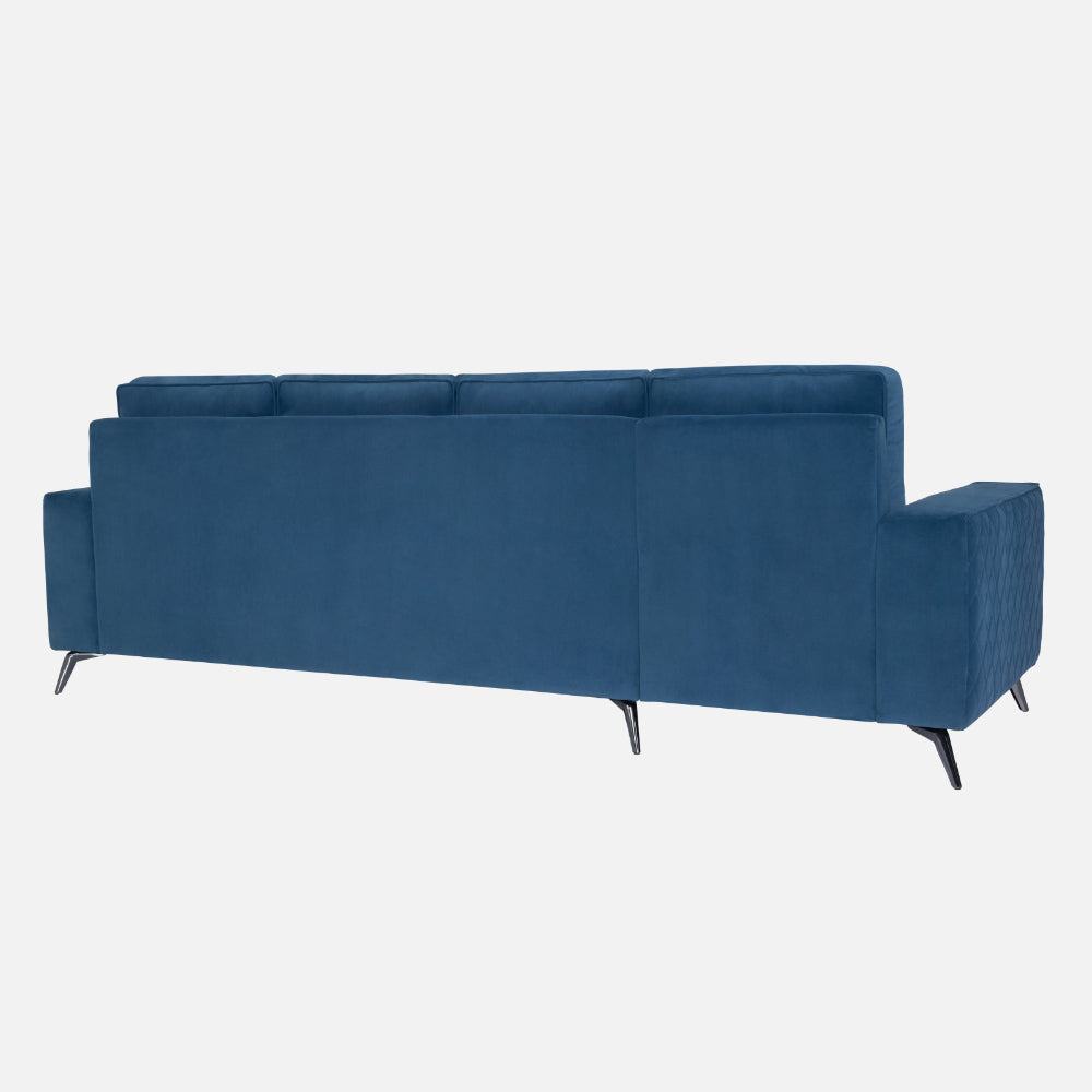 Eden Sapphire Blue Fabric 3 Seater Sofa With Lounger