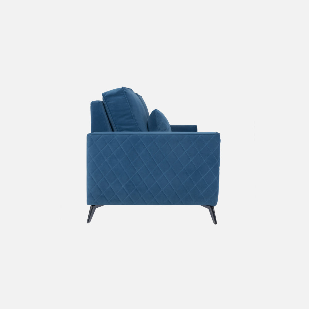 Eden Sapphire Blue Fabric 3 Seater Sofa With Lounger