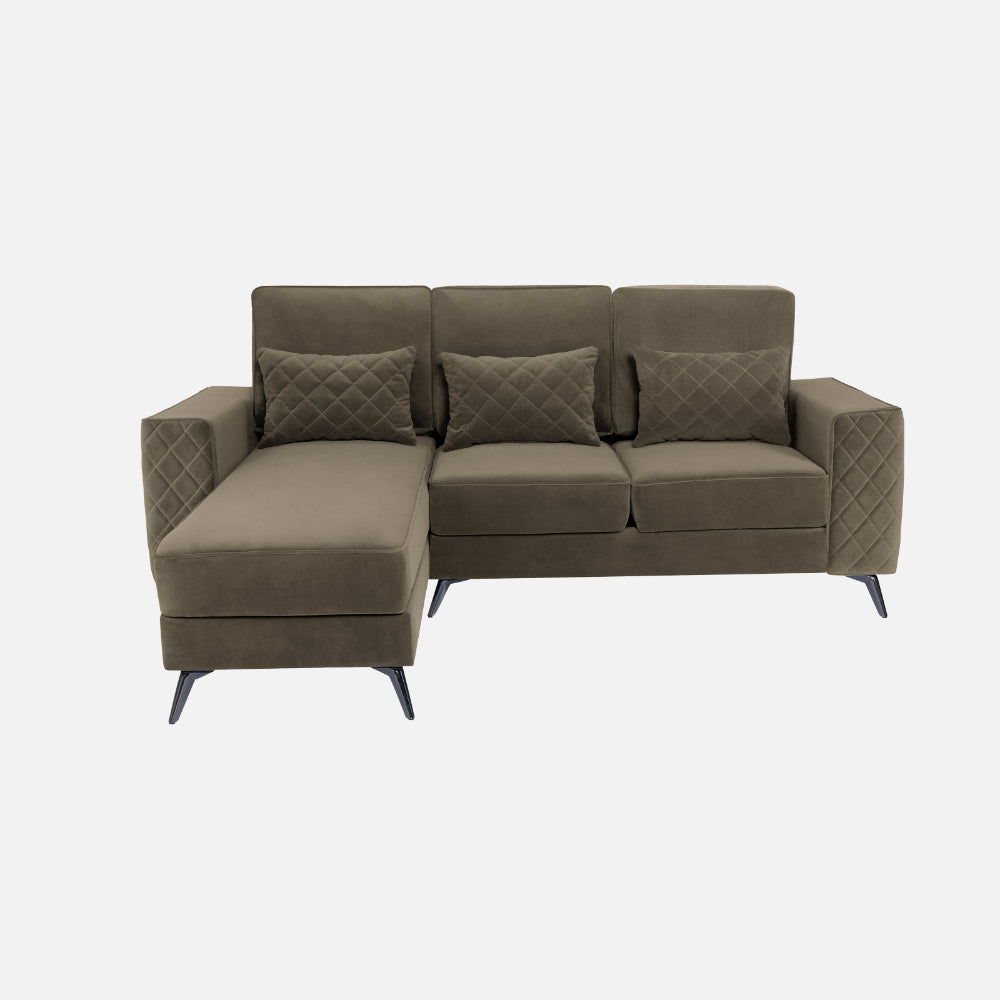 Eden Quartz Brown Fabric 2 Seater Sofa With Lounger