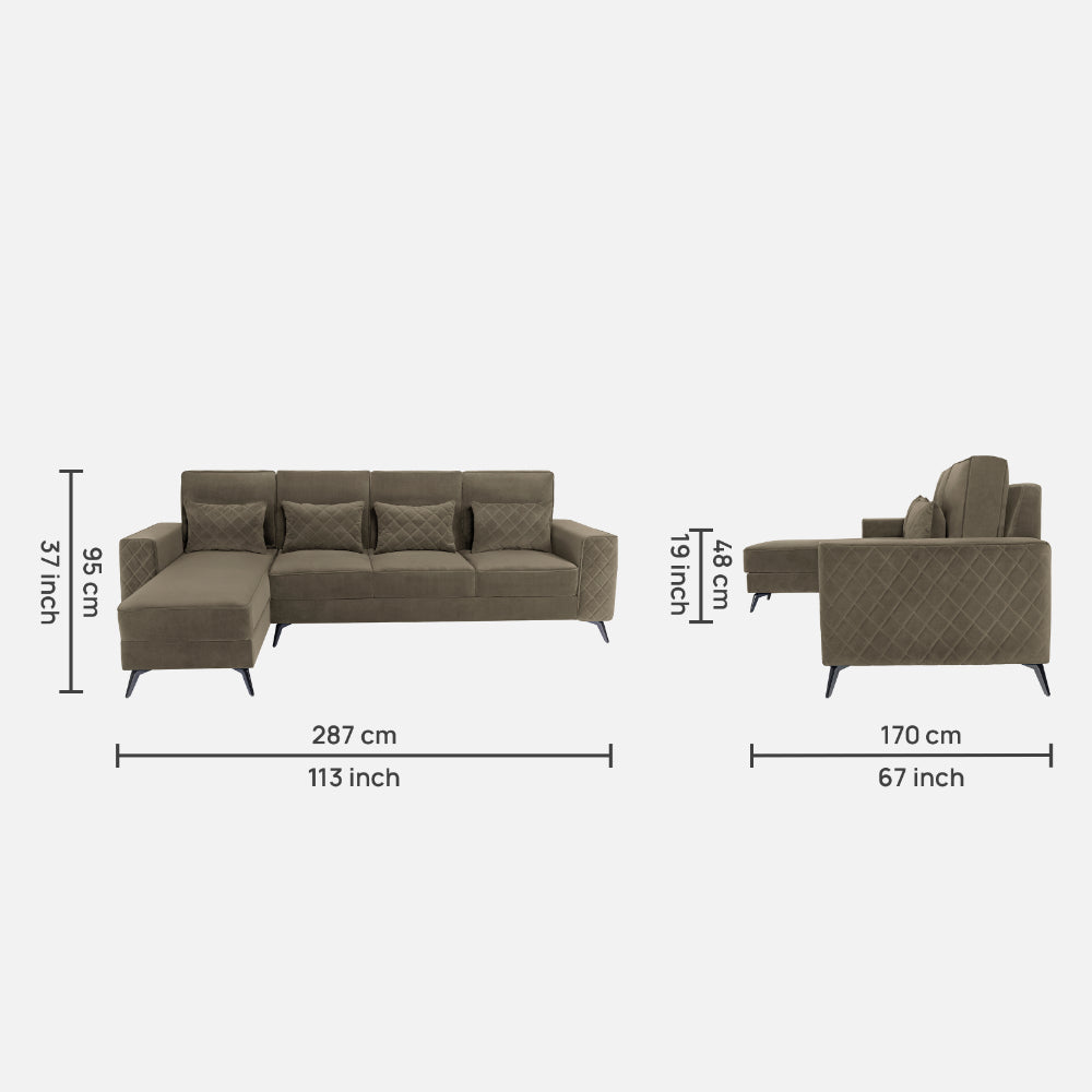 Eden Fabric Sofa | 3 seater | Quartz Brown |  Duroflex Furniture