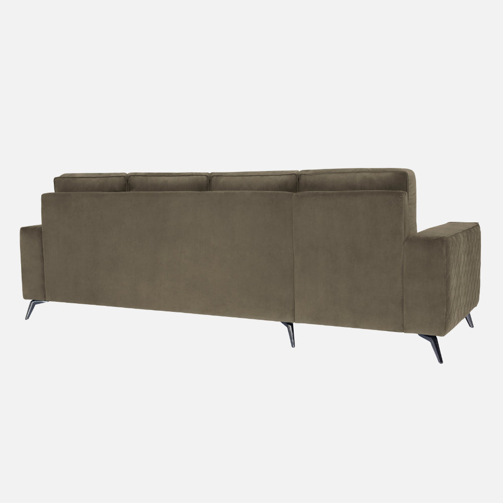 Eden Quartz Brown Fabric 3 Seater Sofa With Lounger