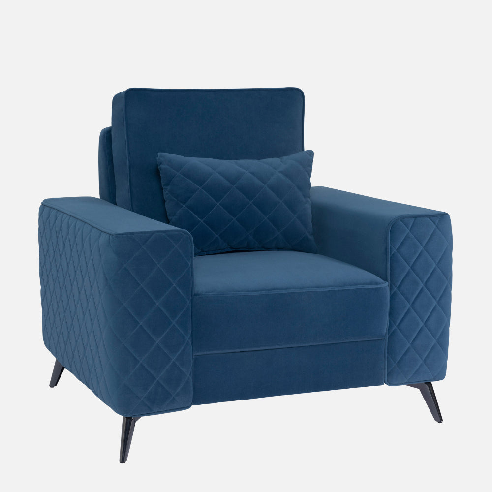 Eden Sapphire Blue Fabric 1 Seater Sofa