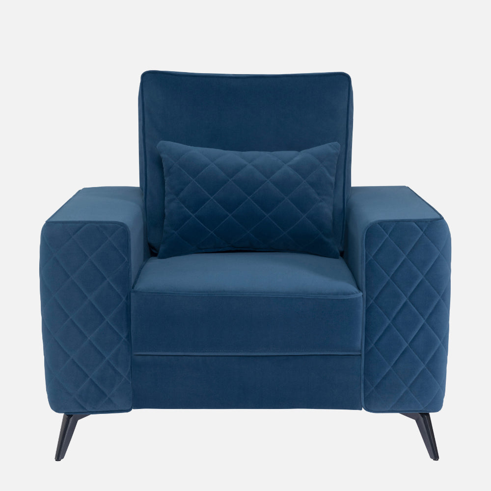 Eden Sapphire Blue Fabric 1 Seater Sofa