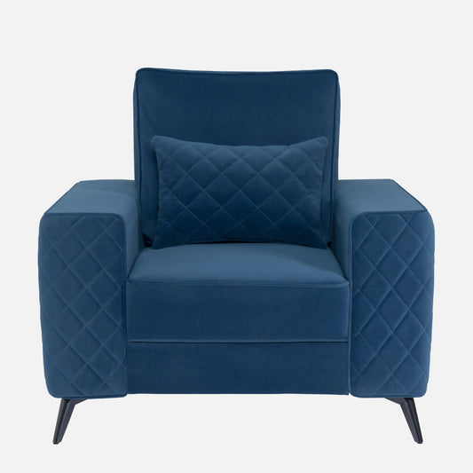 Eden Sapphire Blue Fabric 1 Seater Sofa