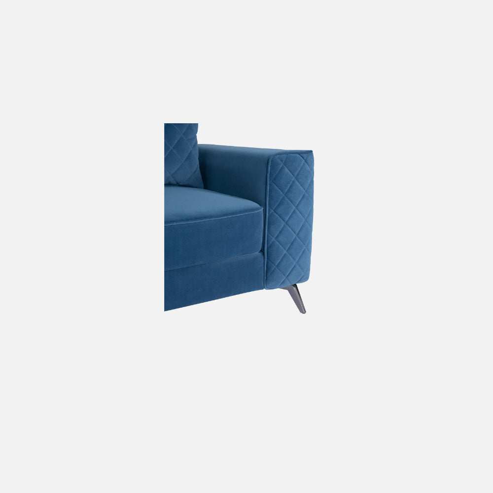 Eden Sapphire Blue Fabric 2 Seater Sofa With Lounger