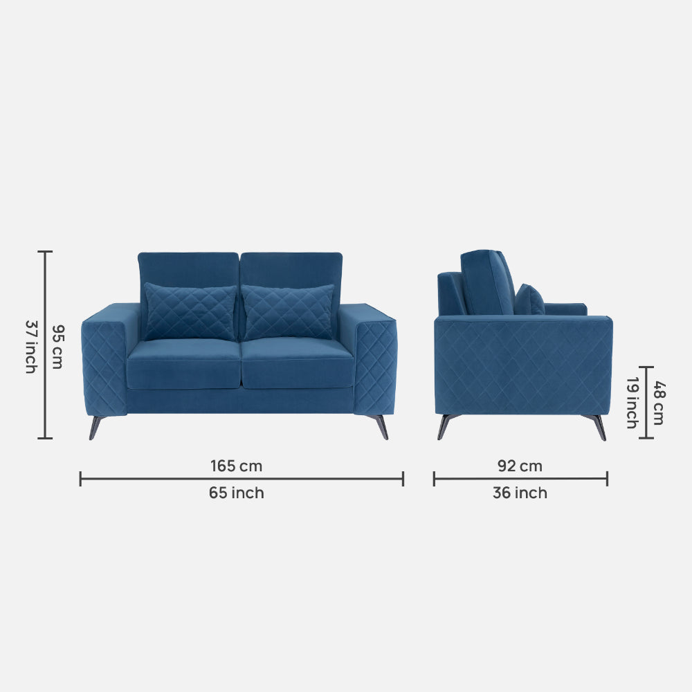 Eden Sapphire Blue Fabric 2 Seater Sofa