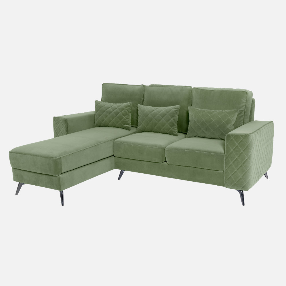 Eden Jade Green Fabric 2 Seater Sofa With Lounger