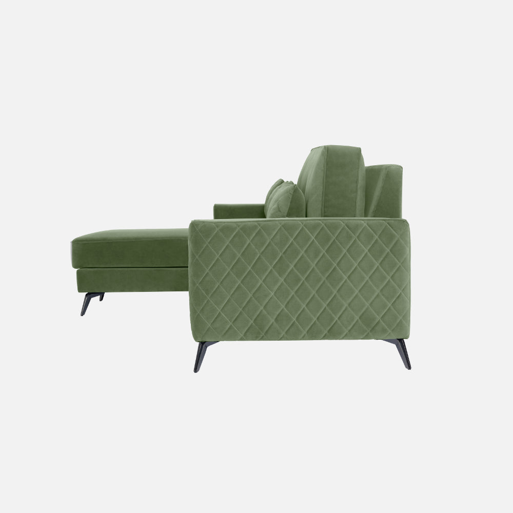 Eden Jade Green Fabric 2 Seater Sofa With Lounger