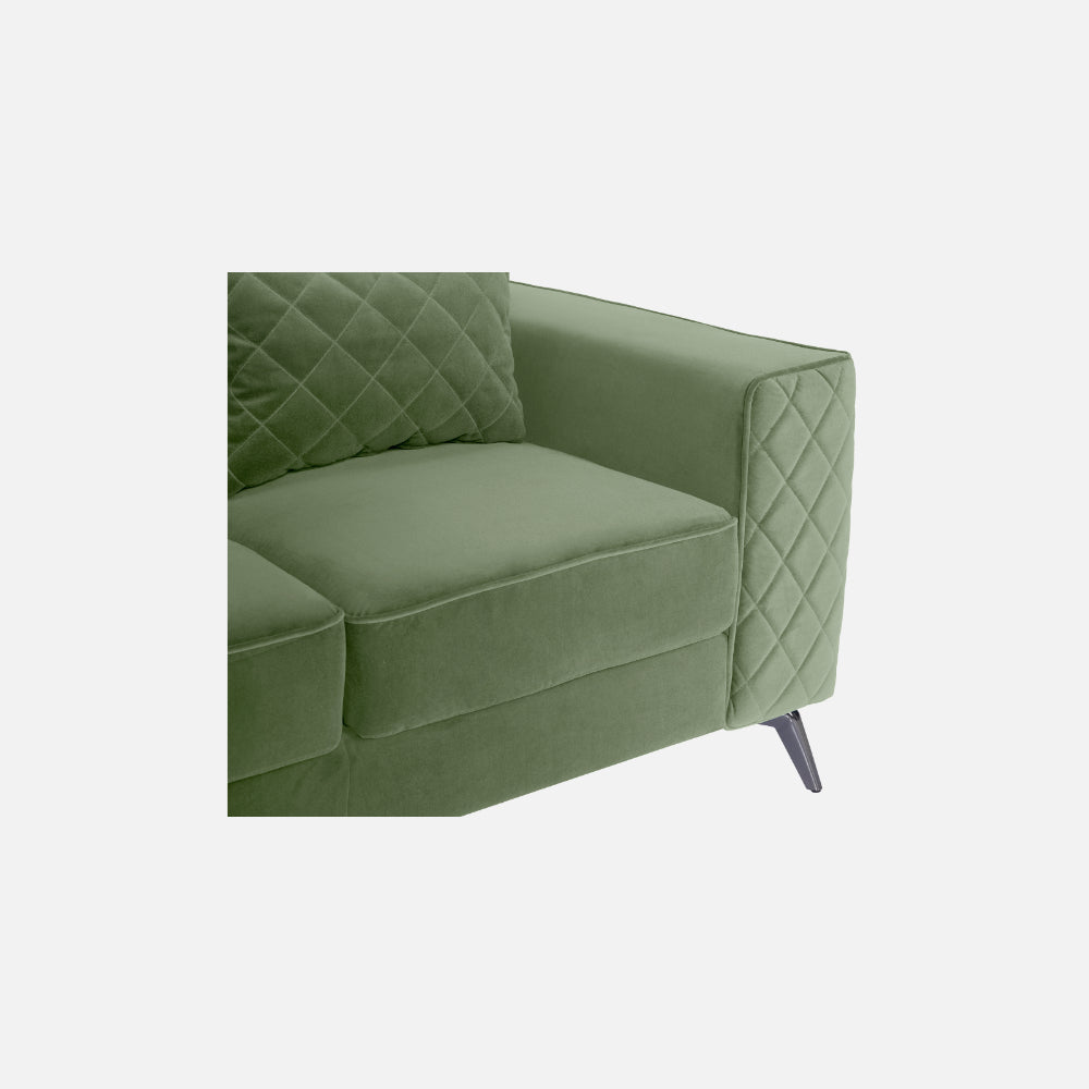 Eden Jade Green Fabric 2 Seater Sofa With Lounger