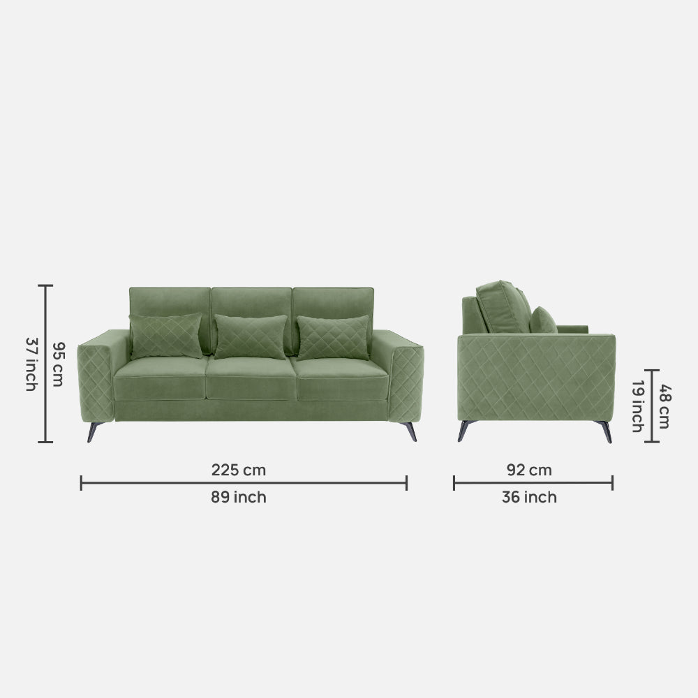 Eden Fabric Sofa | 3 seater | Green |  Duroflex Furniture