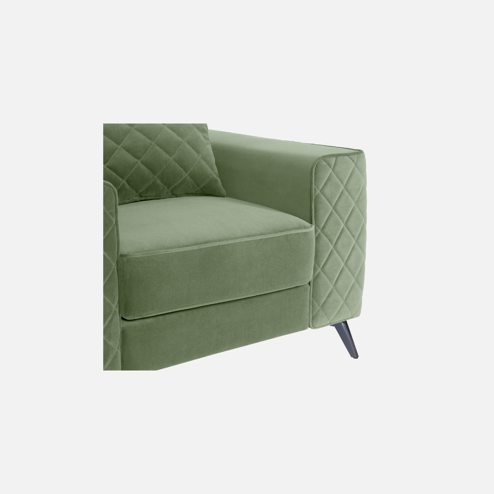 Eden Jade Green Fabric 3 Seater Sofa With Lounger