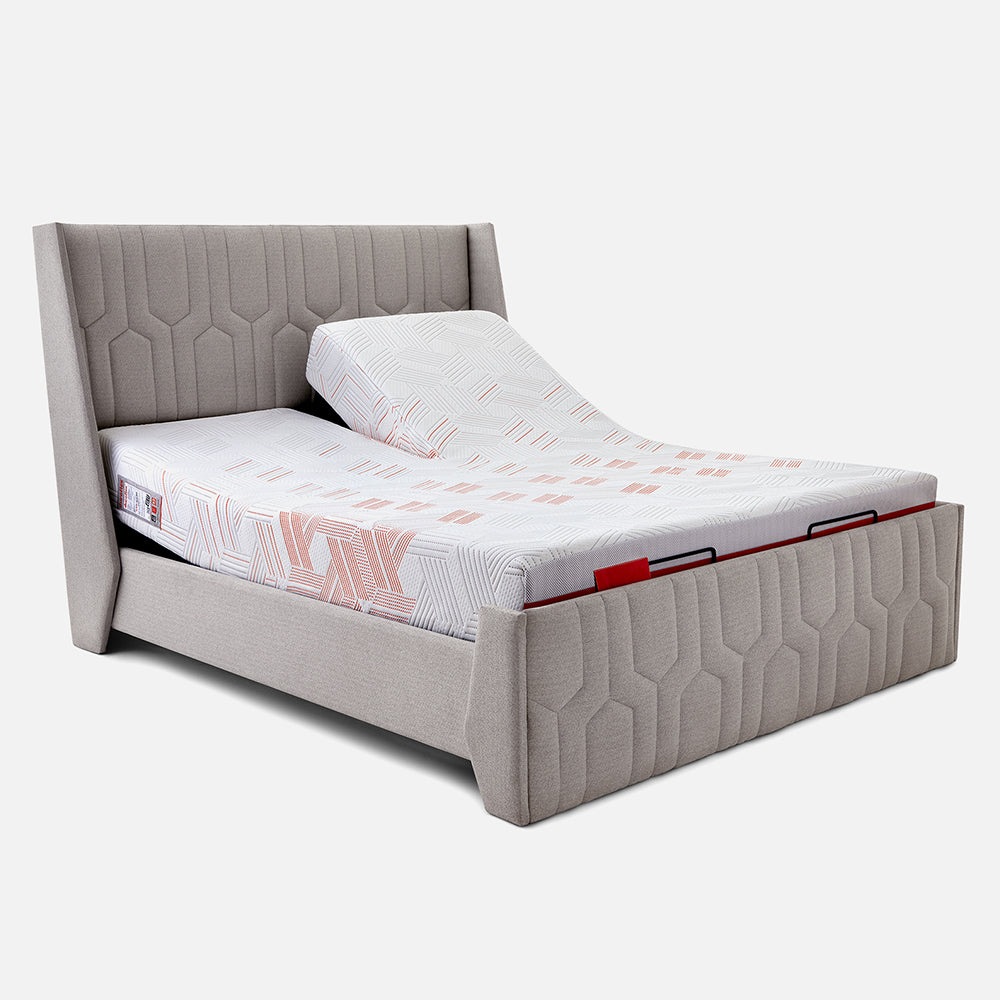 Wave Twin Adjustable Bed with Tranquil Lime Shell Upholstered Bed, Mattress, and 2 Fitted Bedsheets | Duroflex Furniture