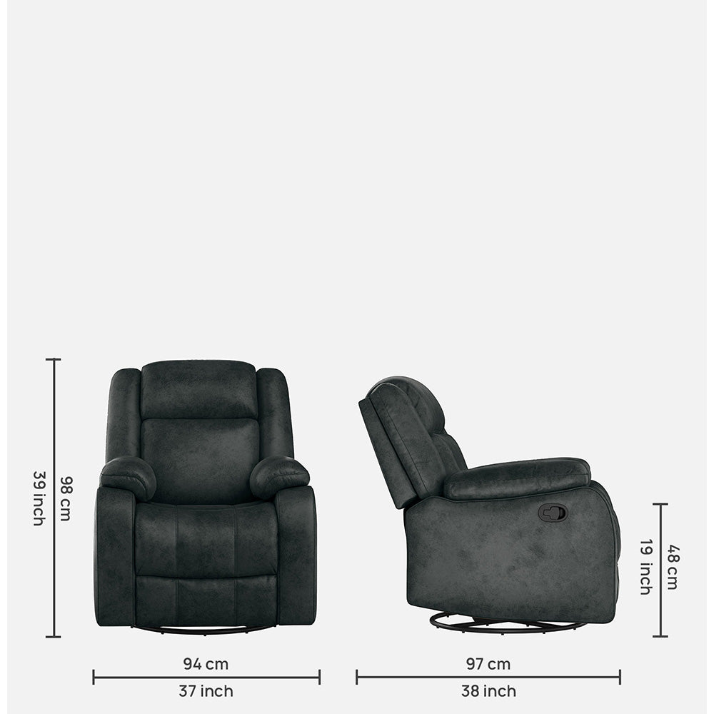 Avalon Rocking & Revolving Midnight Blue Single Seater Suede Fabric Recliner