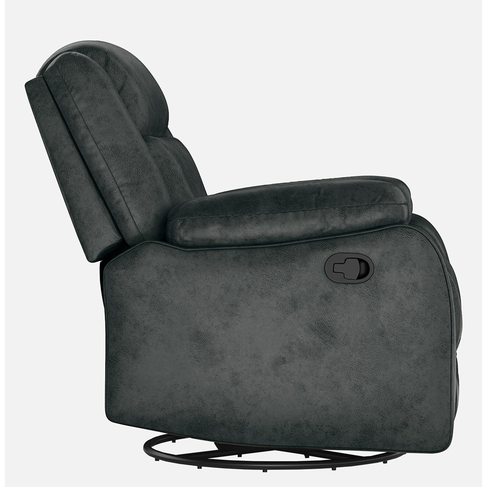 Avalon Rocking & Revolving Midnight Blue Single Seater Suede Fabric Recliner