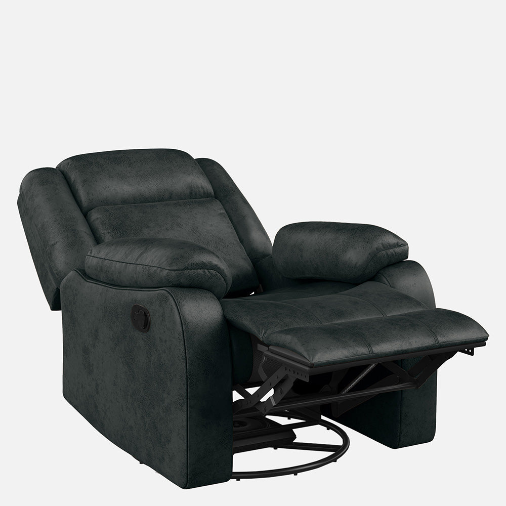 Avalon Rocking & Revolving Midnight Blue Single Seater Suede Fabric Recliner