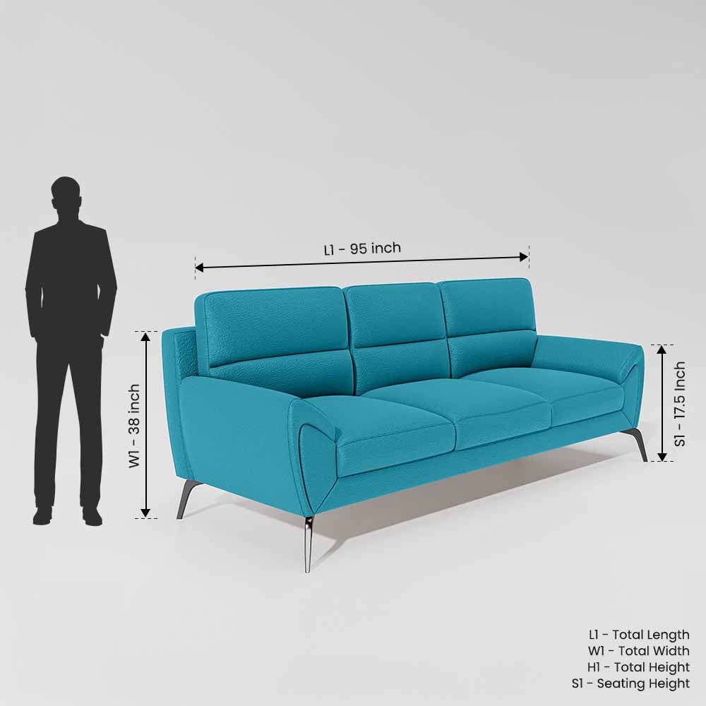 Octave 3 Seater Suede Fabric - Celestial blue