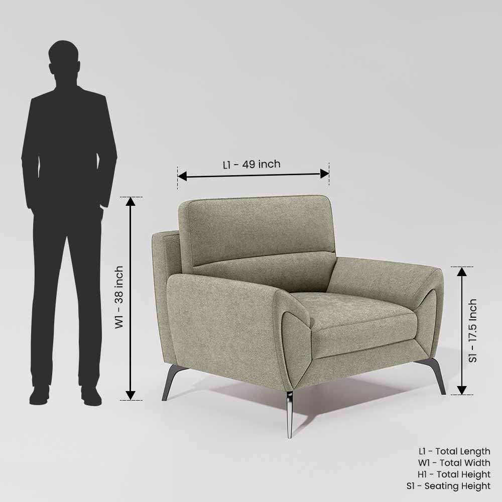 Octave 1 Seater Seater-Water & Stain Repellent Fabric - Pistachio shell