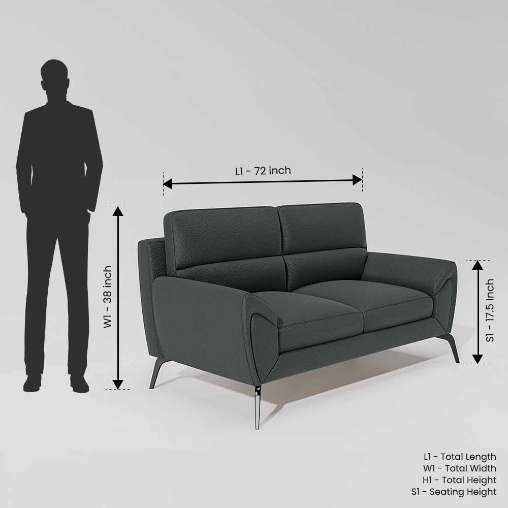 Octave 2 Seater Suede Fabric - Steel grey