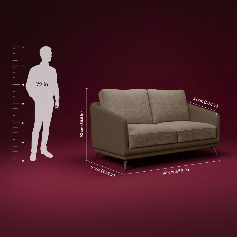 cove-simply-taupe-leatherette-feather-brown-fabric-2-seater-sofa