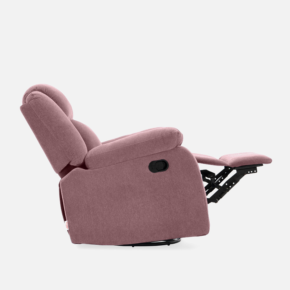 Avalon - Rocking & Rotating Single Seater Fabric Recliner In Pink Colour