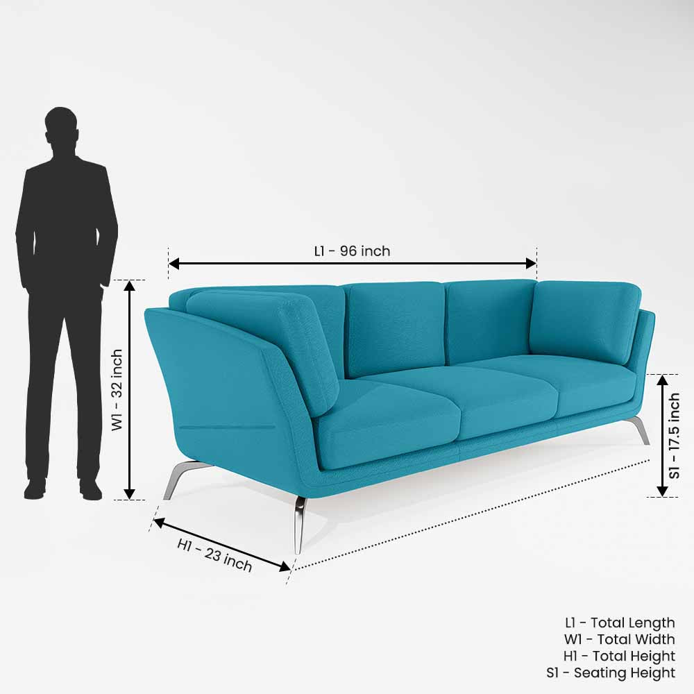 Symphony 3 Seater Suede fabric - Celestial blue