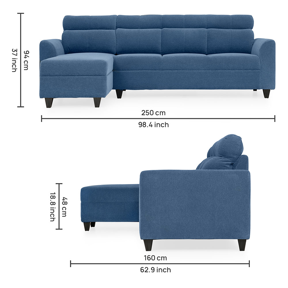 Zivo Plus Sofa Lounger | 3 seater | Twilight Blue | Duroflex Furniture