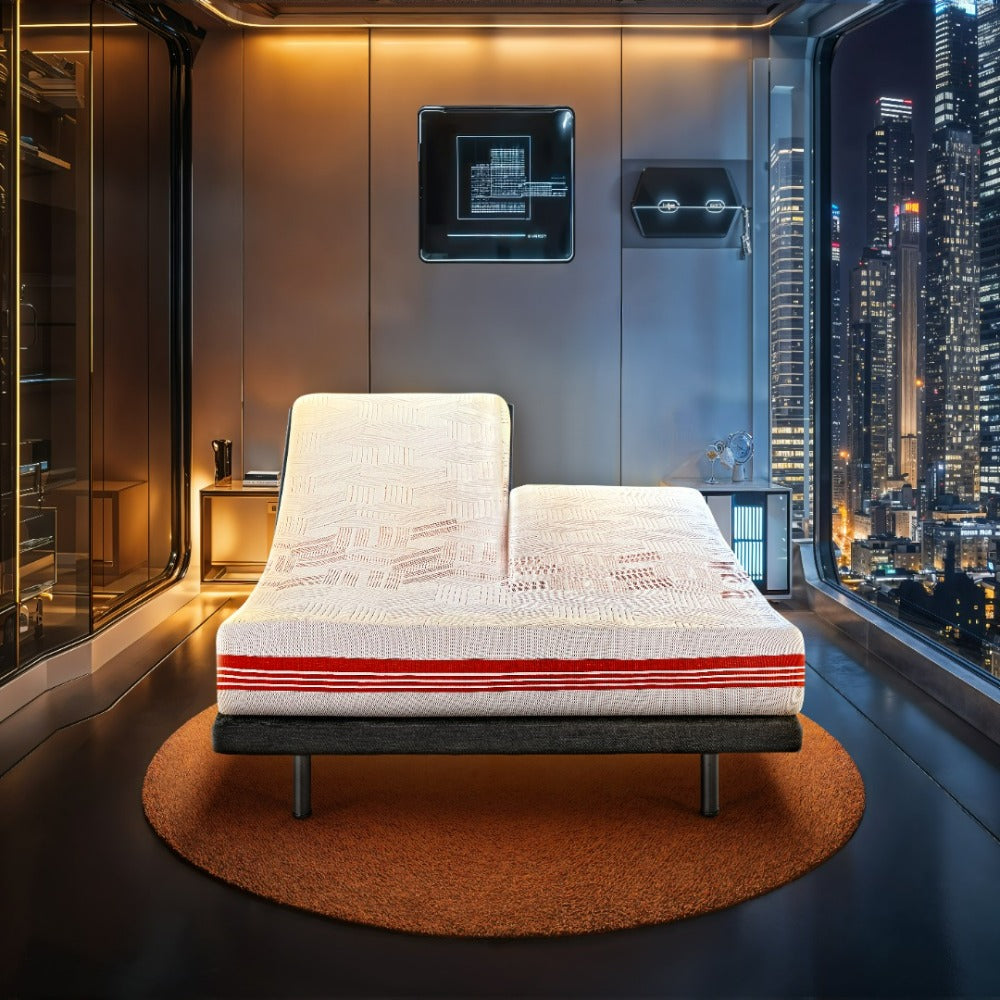 Wave Twin Adjustable Bed with Mattress, Headboard, Individual Headside Control & 2 Fitted Bedsheets | Duroflex Furniture