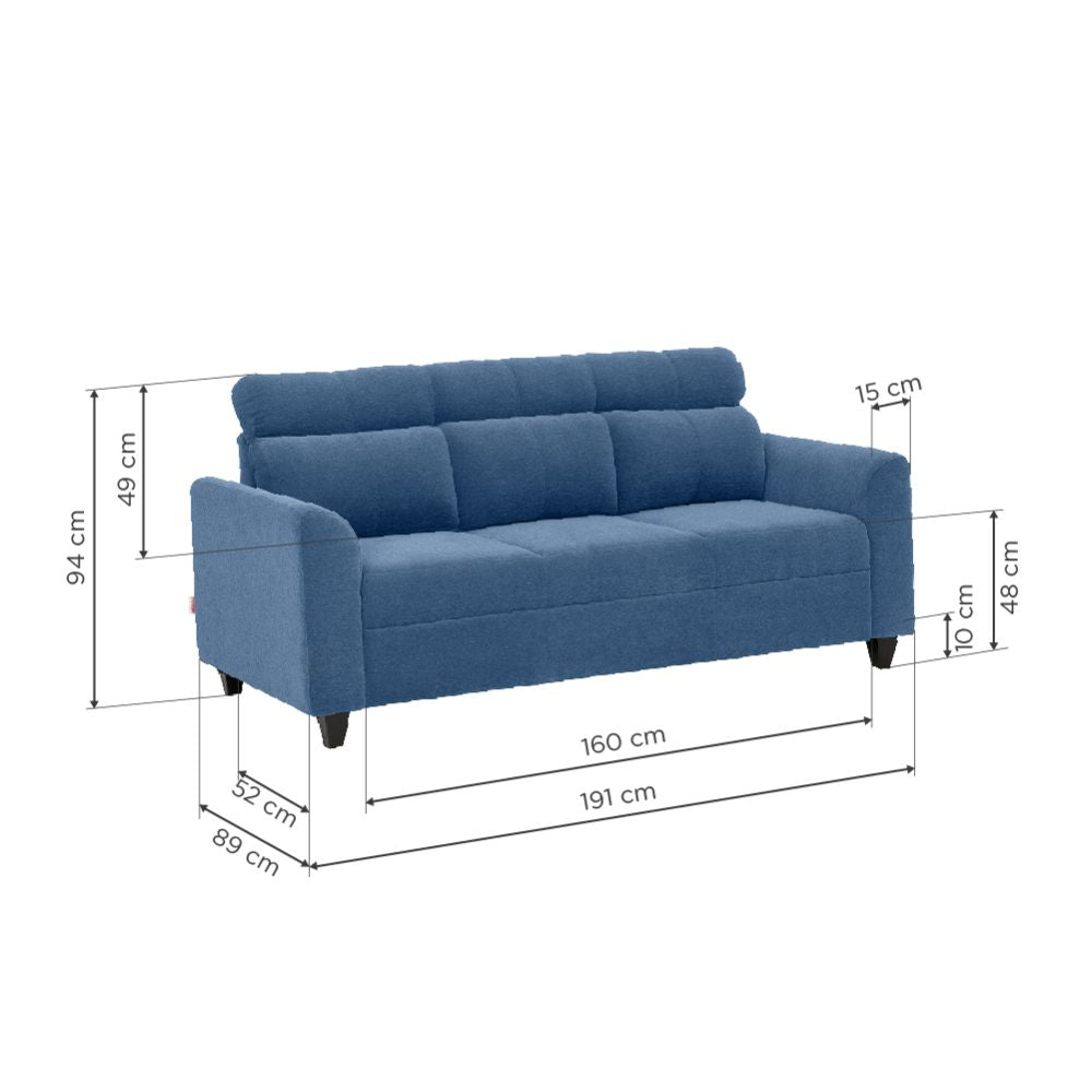 Zivo Plus Fabric Sofa | 3 seater | Twilight Blue |  Duroflex Furniture