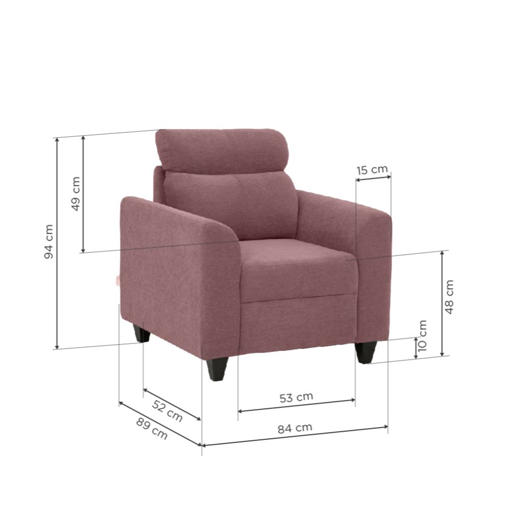 Zivo Plus Sofa | 1 seater | Dusky Pink |  Duroflex Furniture