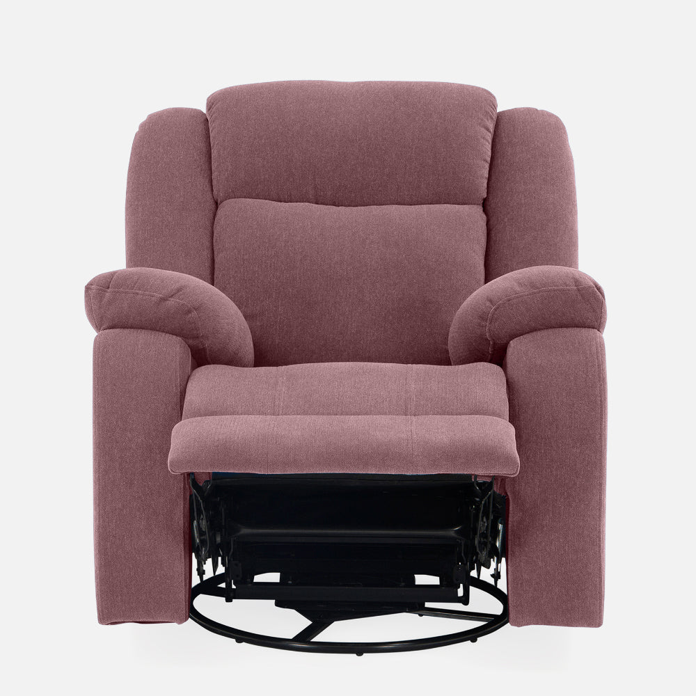 Avalon - Rocking & Rotating Fabric Recliner | 1 seater | Pink |  Duroflex Furniture