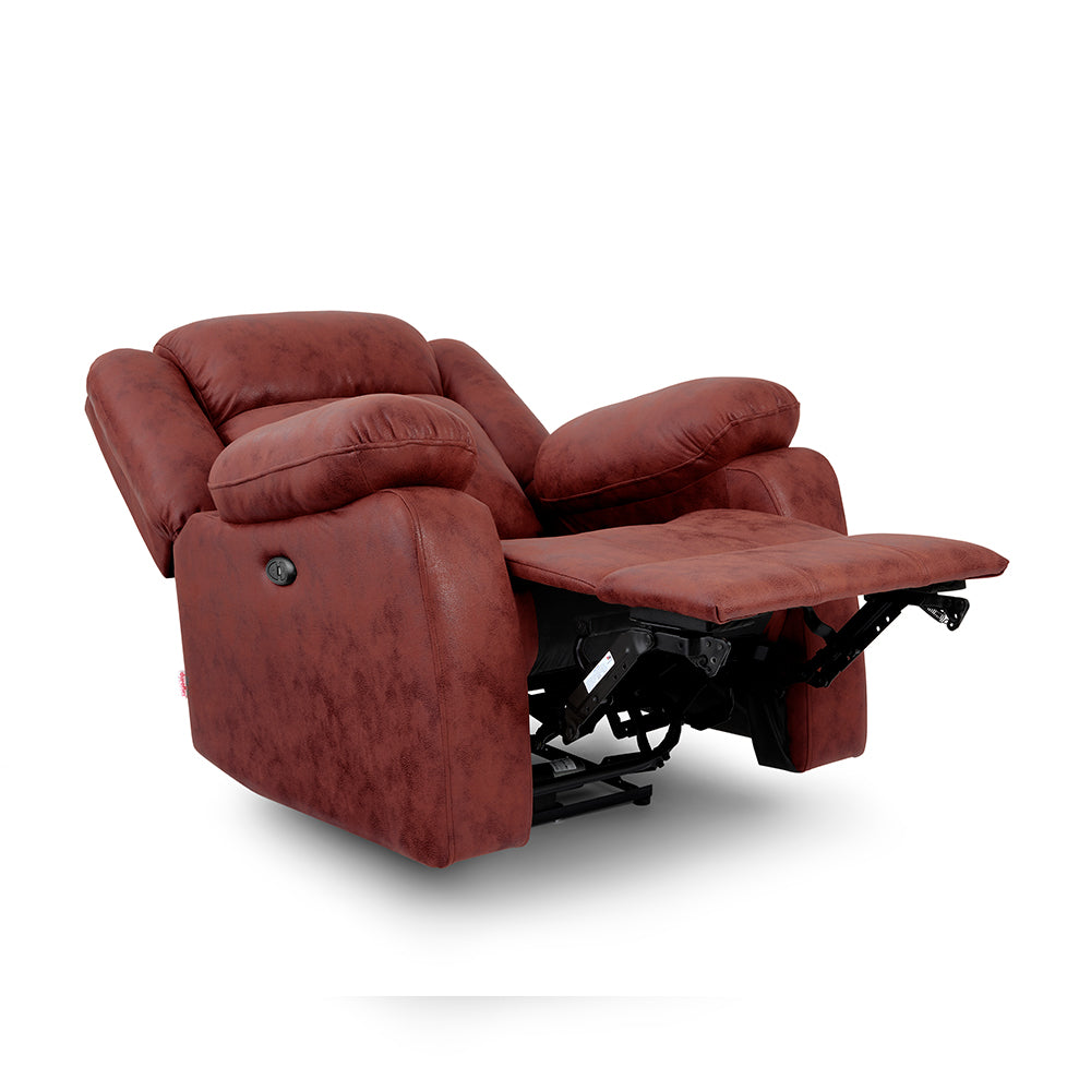 Avalon Motorized Electric Powered  Suede Recliner |  1 seater | Crimson Red |  Duroflex Furniture