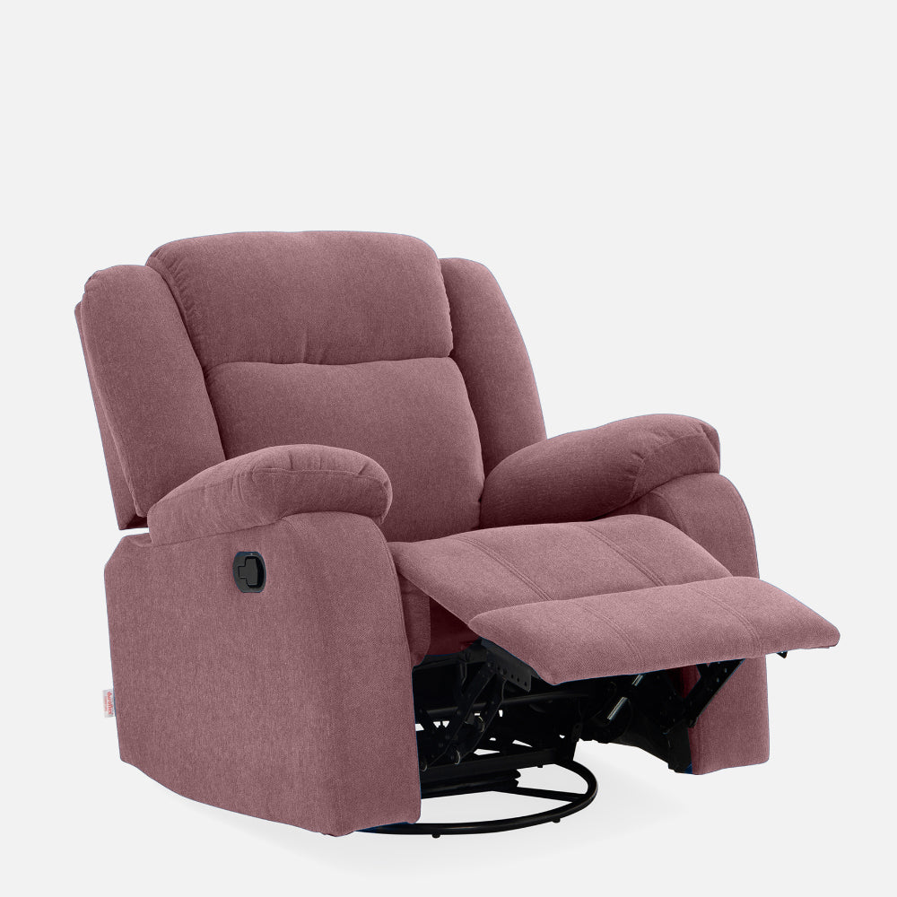 Avalon - Rocking & Rotating Fabric Recliner | 1 seater | Pink |  Duroflex Furniture
