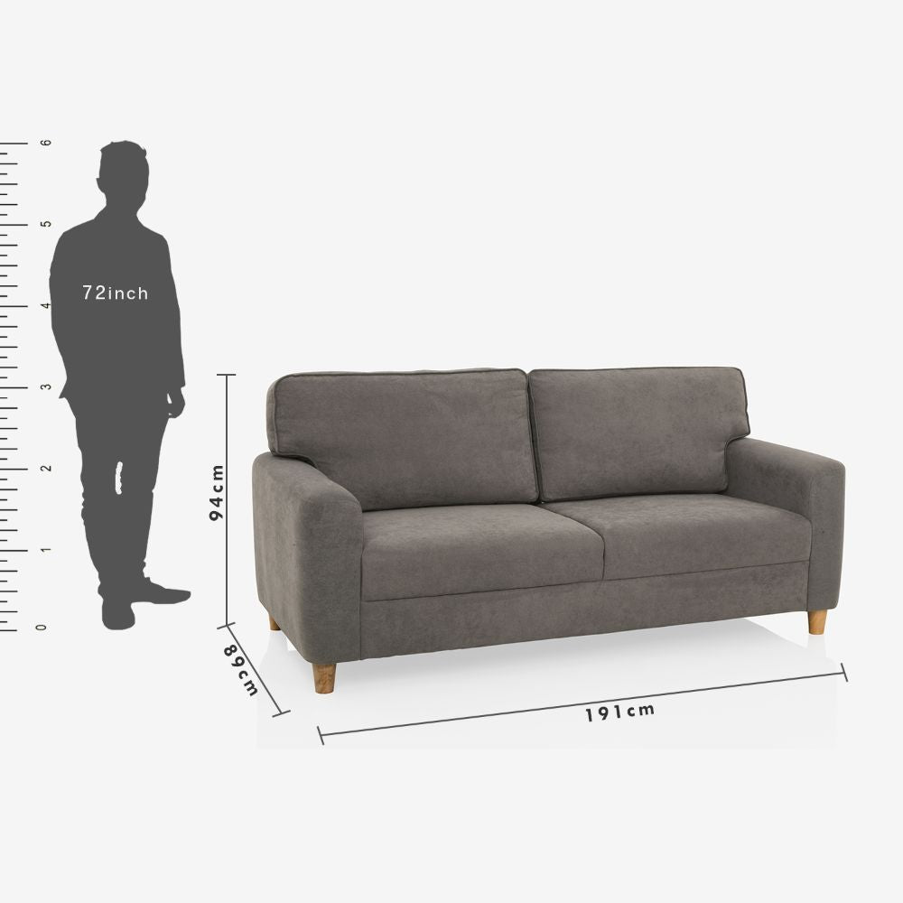 Utopia Grey Fabric 3 Seater Sofa