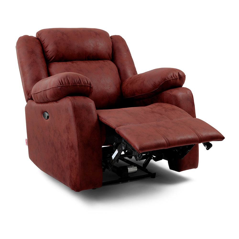 Avalon Motorized Electric Powered  Suede Recliner |  1 seater | Crimson Red |  Duroflex Furniture