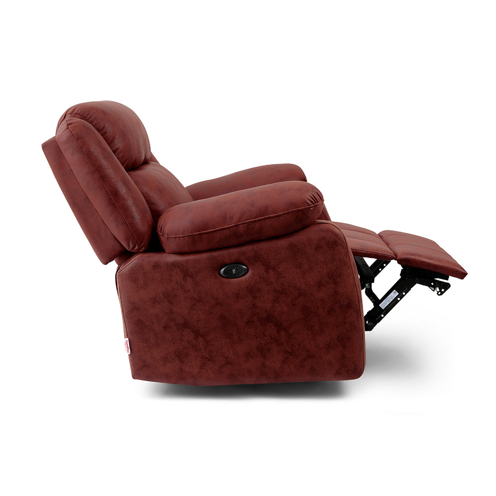 Avalon Motorized Electric Powered  Suede Recliner |  1 seater | Crimson Red |  Duroflex Furniture