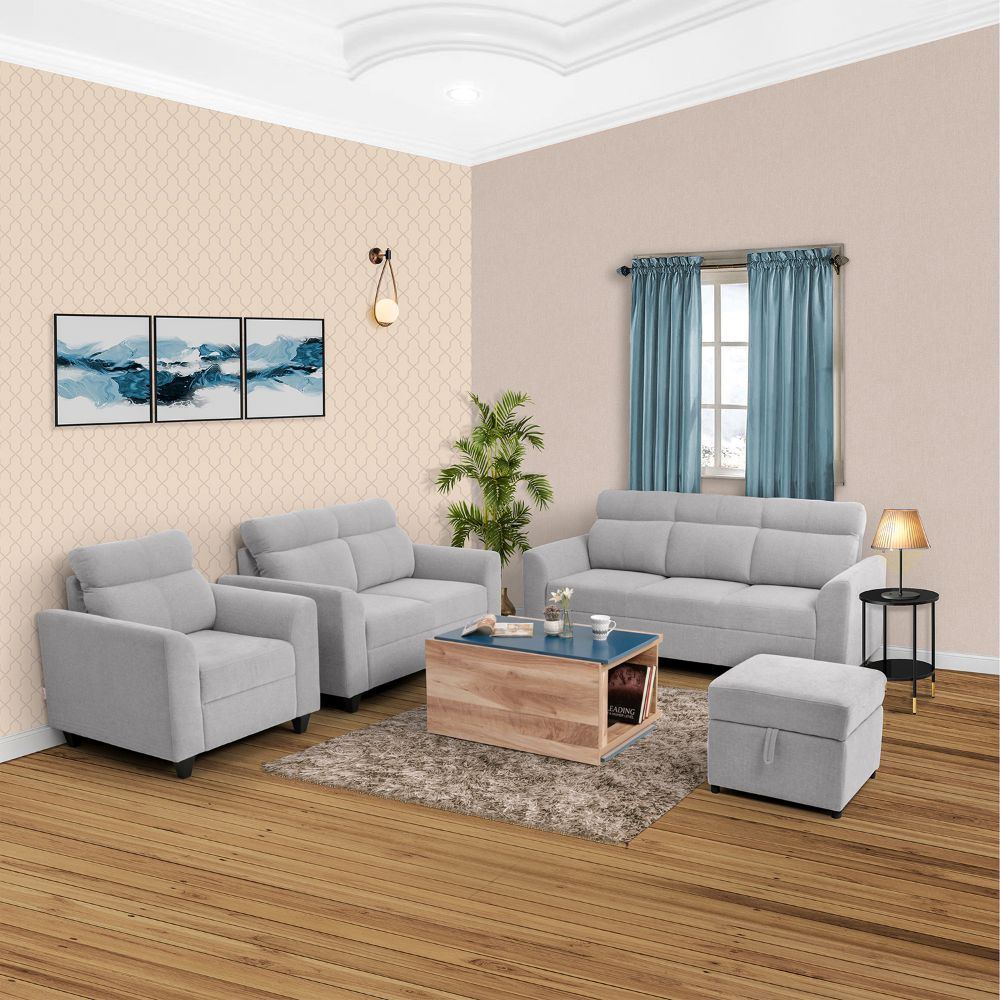 Zivo Plus Cloudy Gray Fabric Sofa Set