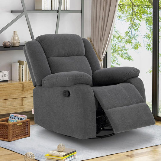 Avalon - Rocking & Rotating Single Seater Fabric Recliner in Graphite Grey Colour