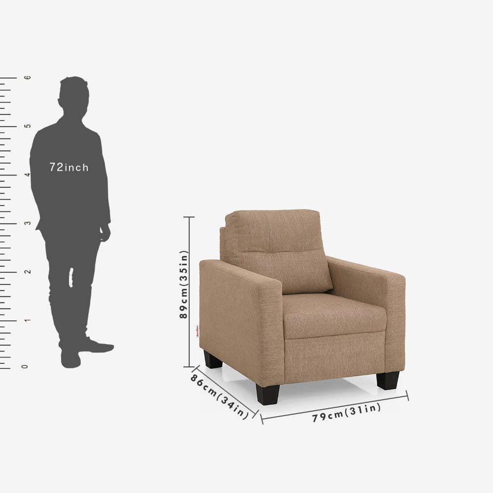 Ease Fabric Sofa | 1 seater | Brown |  Duroflex Furniture