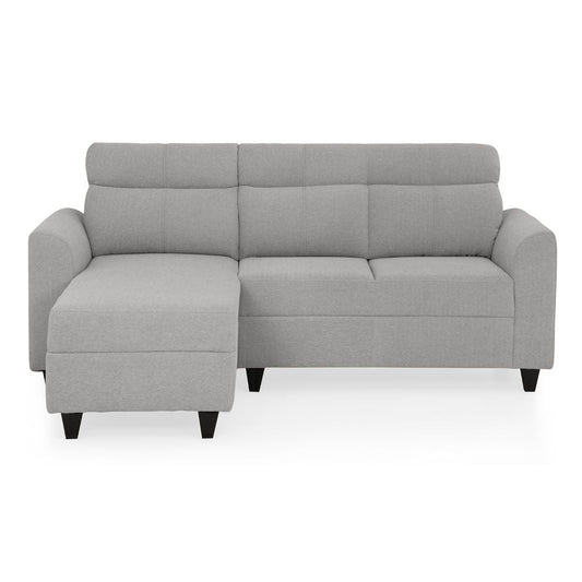 Zivo Plus Cloudy Gray Fabric 2 Seater Sofa with Lounger