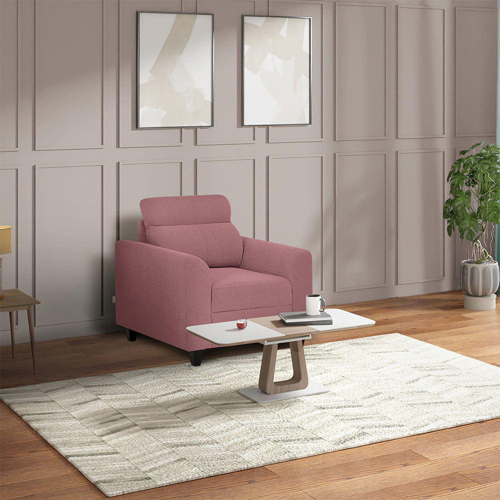 Zivo Plus Dusky Pink Fabric 1 seater Sofa