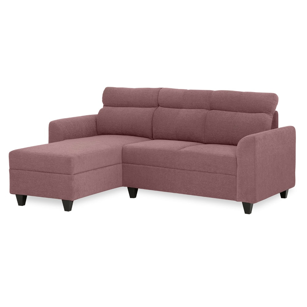 Zivo Plus Dusky Pink Fabric 2 Seater Sofa with Lounger