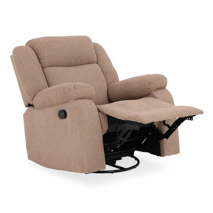 Avalon - Rocking & Rotating Fabric Recliner |  1 seater | Plaster Brown |  Duroflex Furniture
