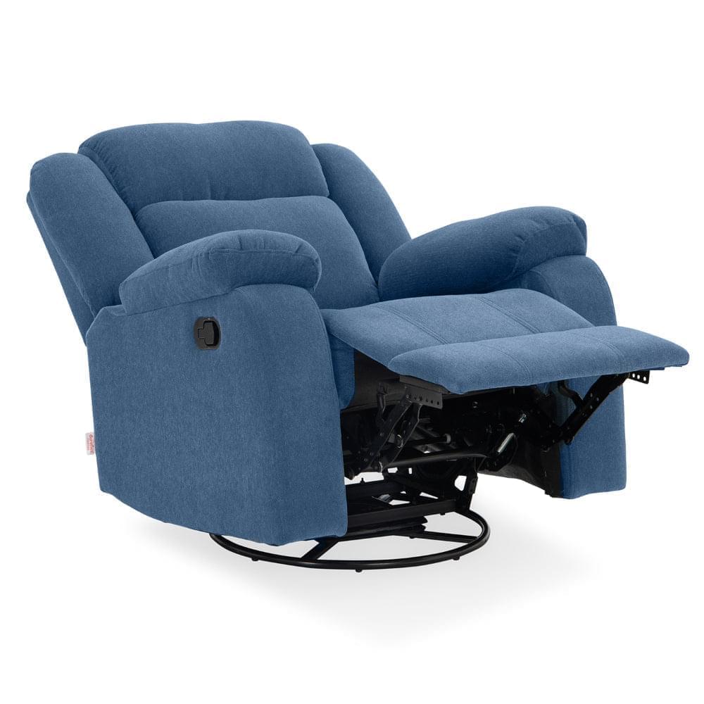 Avalon Rocking Rotating Single Seater Fabric Recliner in Twilight Blue Colour