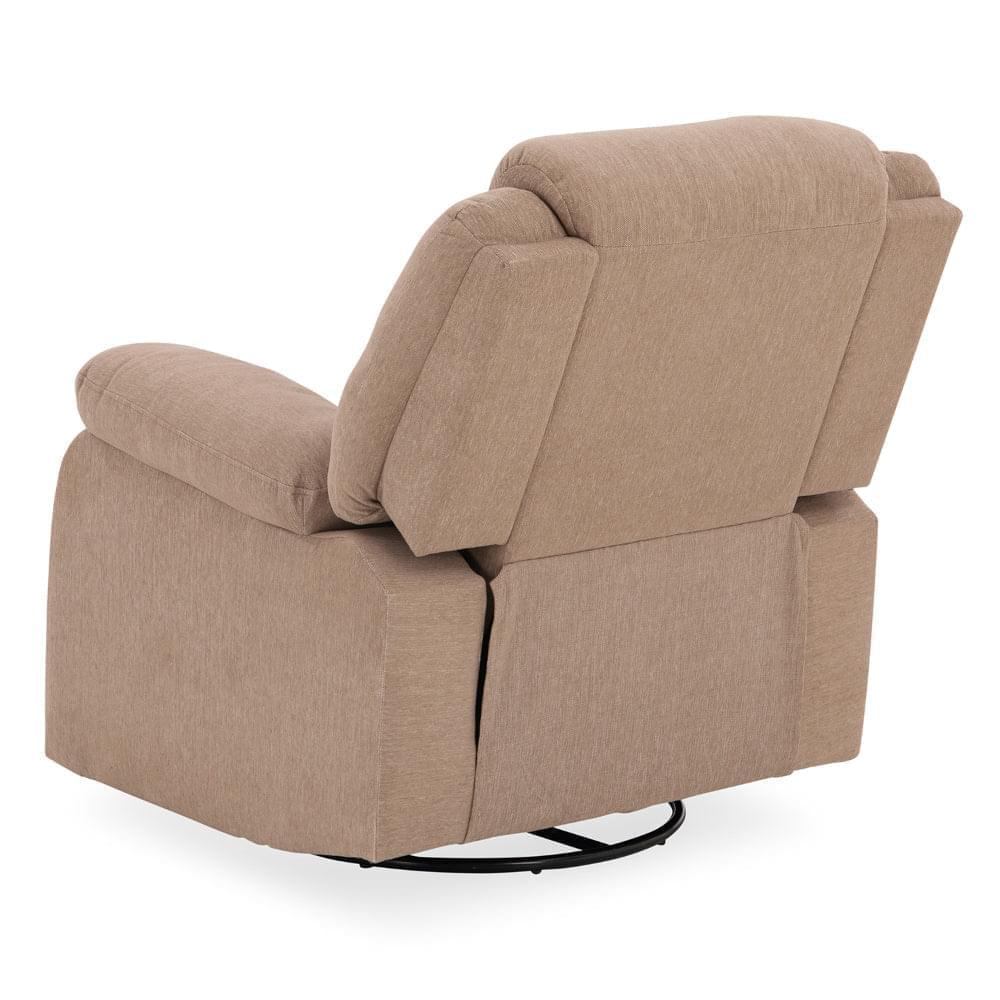 Avalon - Rocking & Revolving Single Seater Fabric Recliner in Plaster Brown Colour
