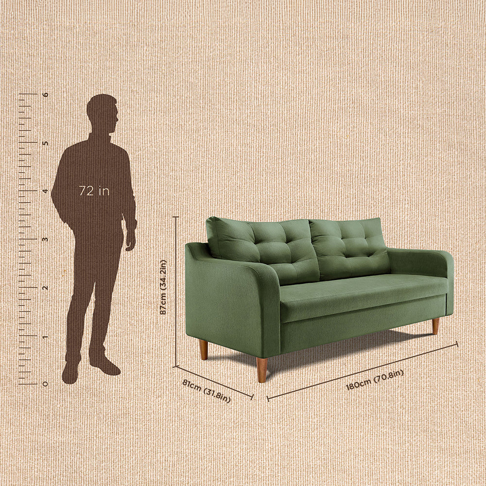 Ease Plus Green Fabric 3 seater sofa